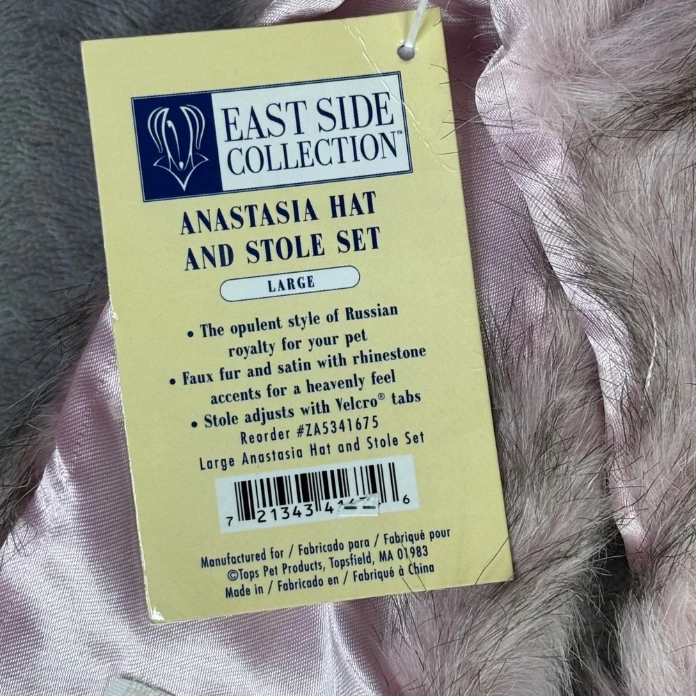 East Side Anastasia Hat and Stole Set Pet Large Pink‎ Faux Fur ZA5341675